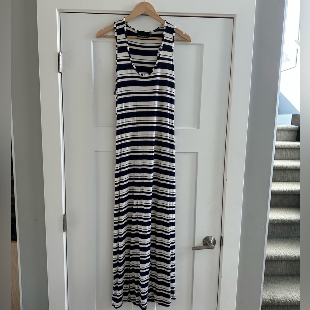 Cynthia Rowley Navy and White Striped Maxi Dress